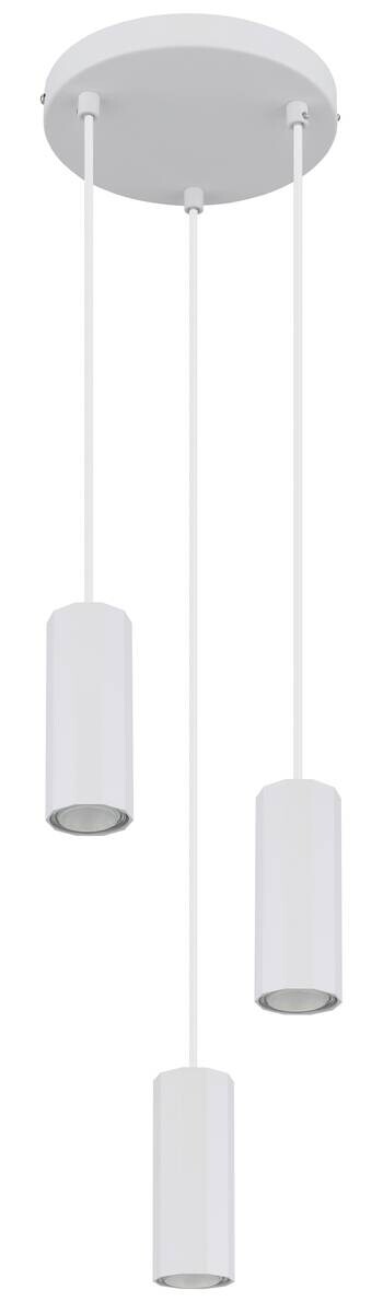 GLOBO Pendelleuchte JAMES 57918-3HW weiß Kunststoff Metall H/D: ca. 120x21 cm GU10 3 Brennstellen