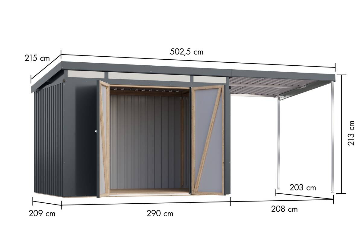 Karibu Gartenhaus Indra3 anthrazit B/H/T: ca. 289x213x206 cm
