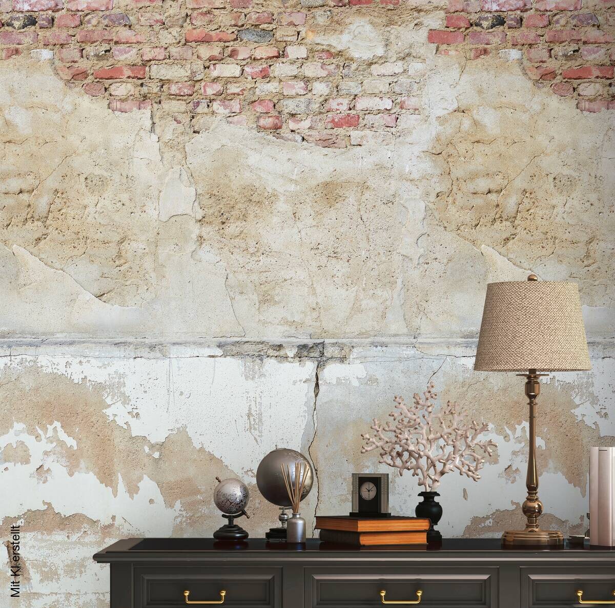 Livingwalls Fototapete Steinoptik grau beige braun B/L: ca. 280x159 cm