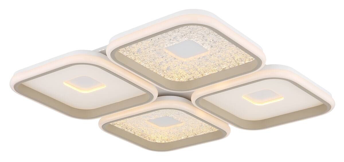 GLOBO LED-Deckenleuchte weiß Opal sand Metall Kunststoff B/H/L: ca. 54x7,8x54 cm 1 Brennstellen