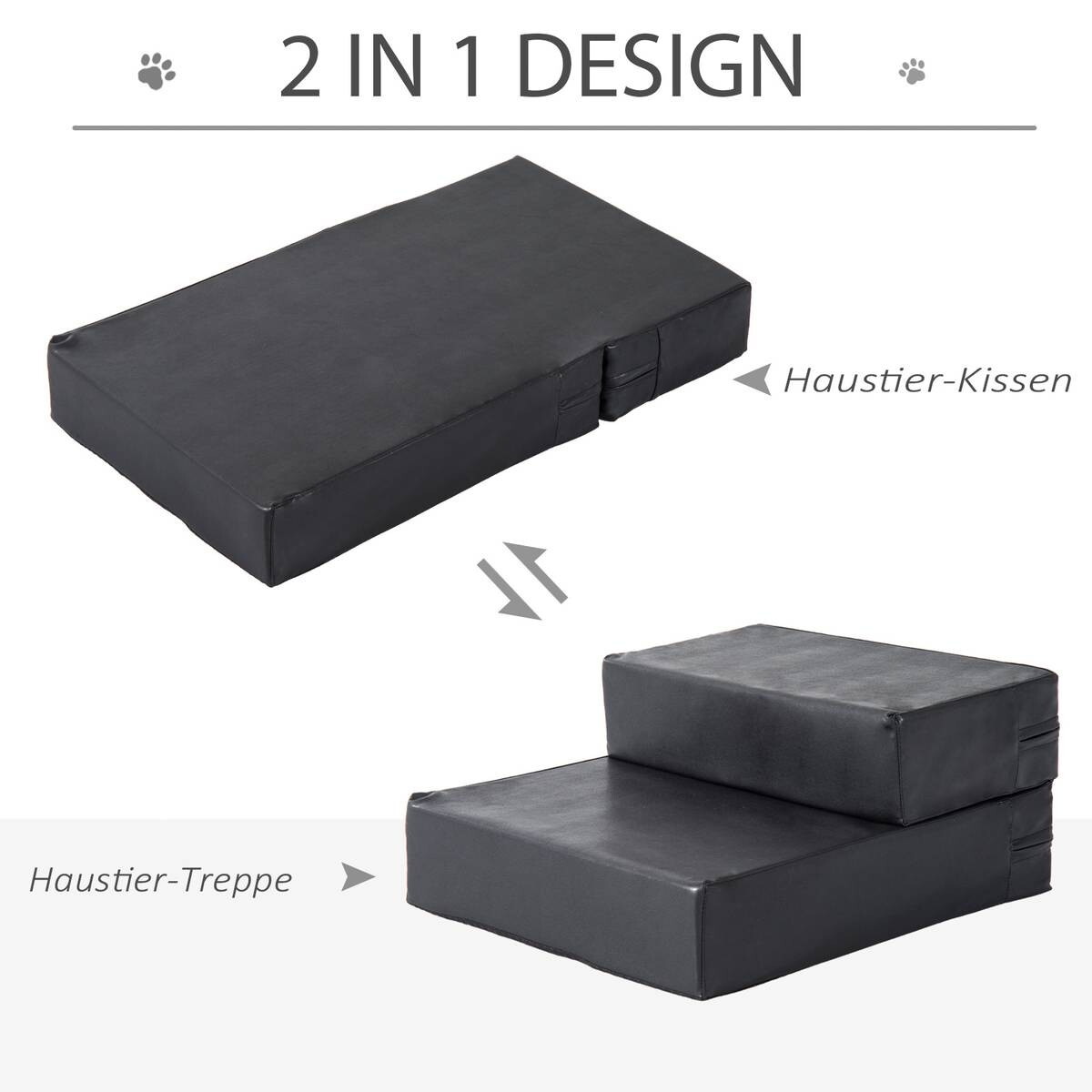 PawHut Hundetreppe schwarz Schaumstoff B/H/L: ca. 39x20x67 cm