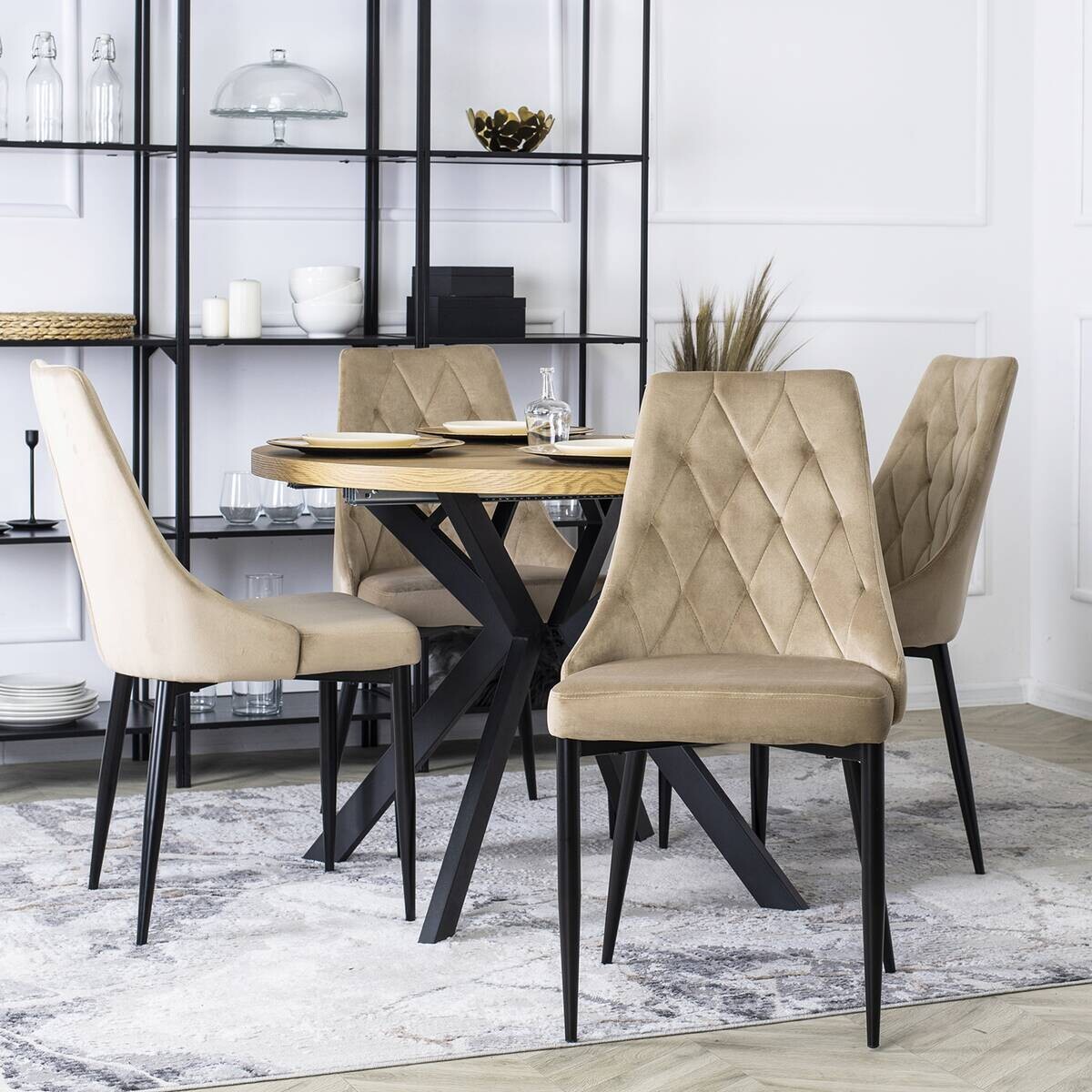 Stuhl CORK beige Velourstoff B/H/T: ca. 46x91x56 cm