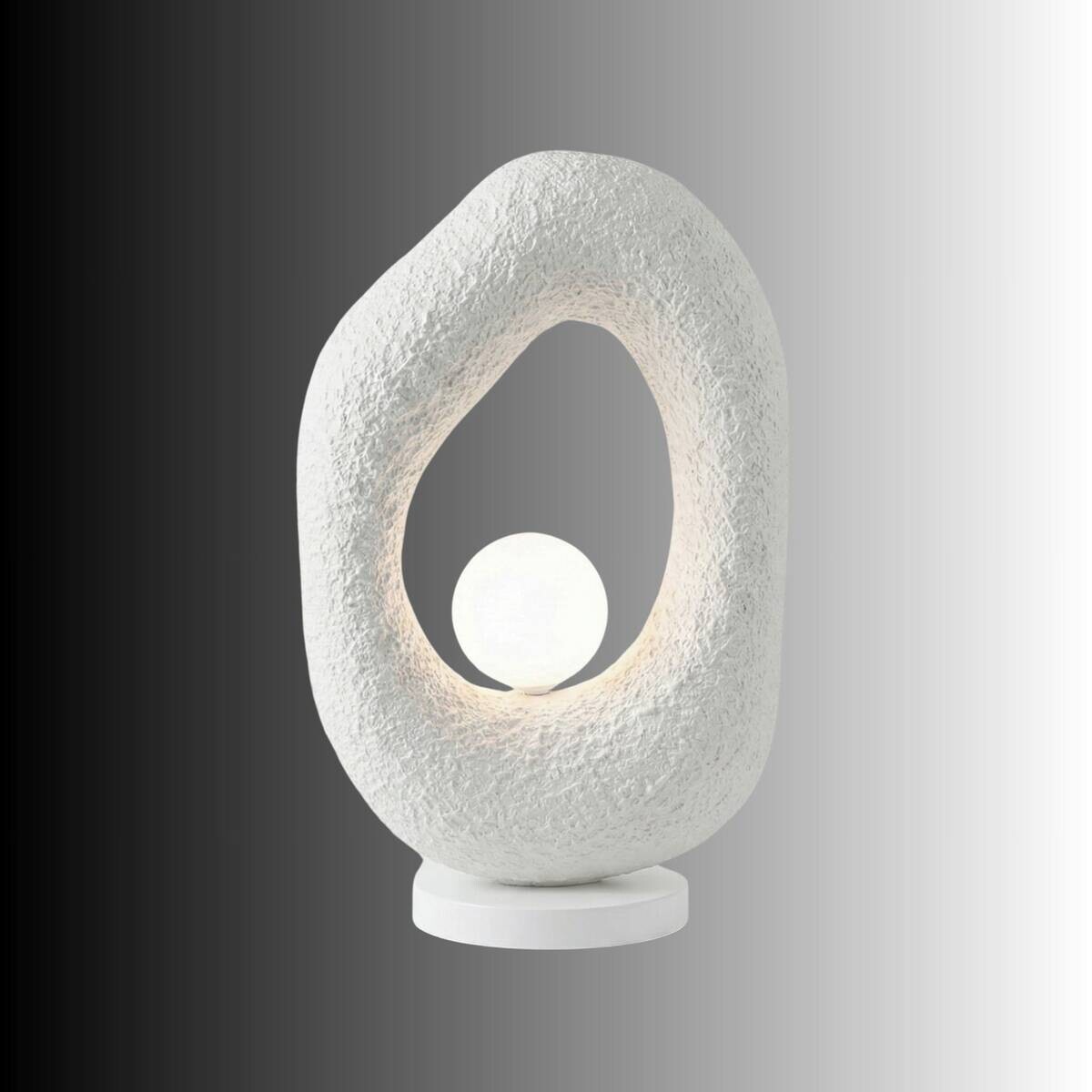 Tischleuchte weiß Fiberglas Metall B/H/T/L: ca. 30x50x30x17 cm G9 1 Brennstellen