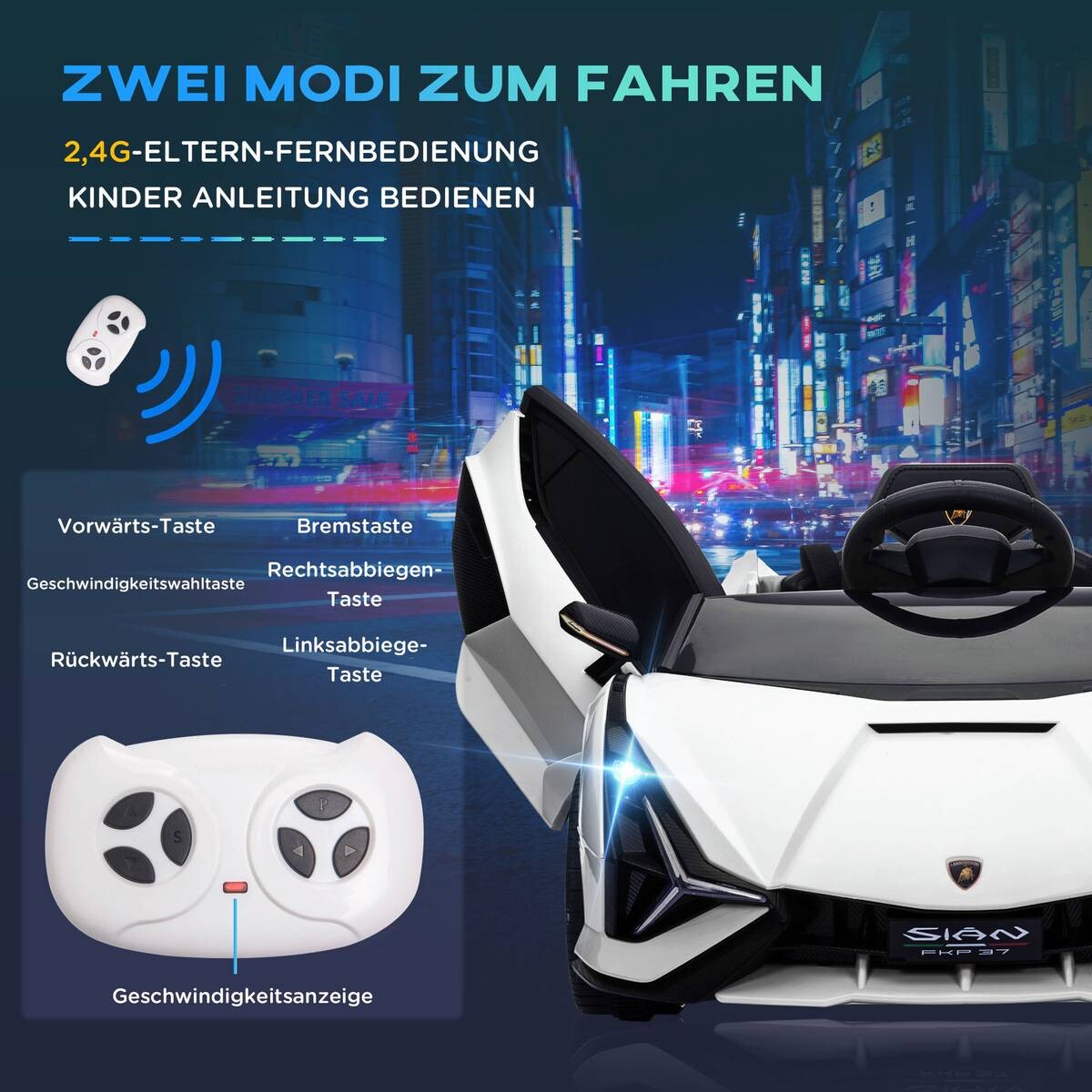 HOMCOM Kinder-Elektroauto weiß B/H/L: ca. 62x65x132 cm