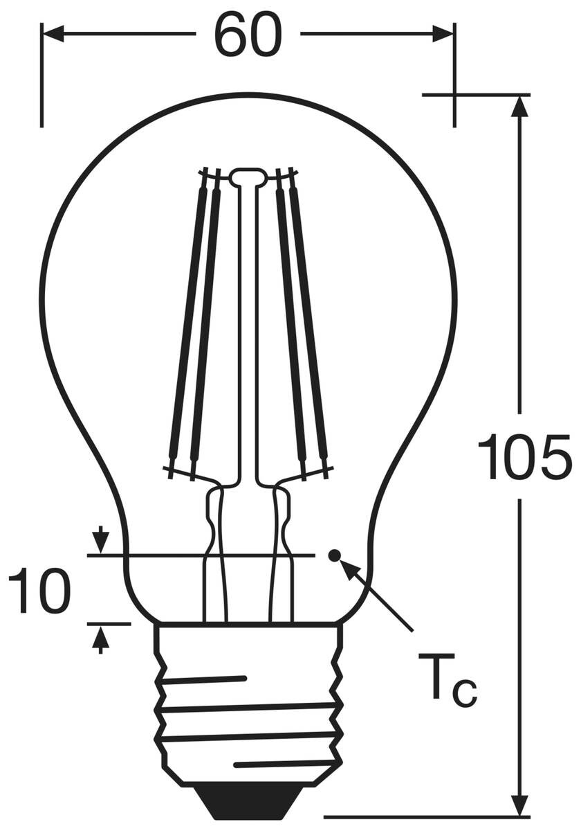 OSRAM LED-Leuchtmittel Filamentlampe BASE Classic A AC32394 3er Pack E27