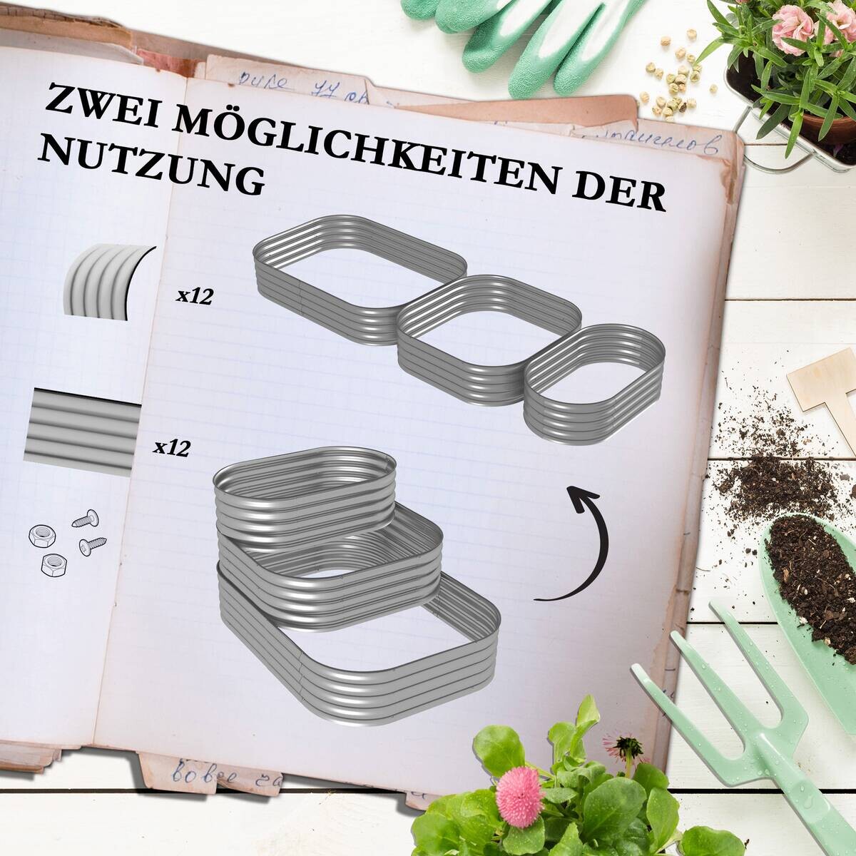 Outsunny Hochbeet silber Polypropylen B/H/L: ca. 109x158x82 cm