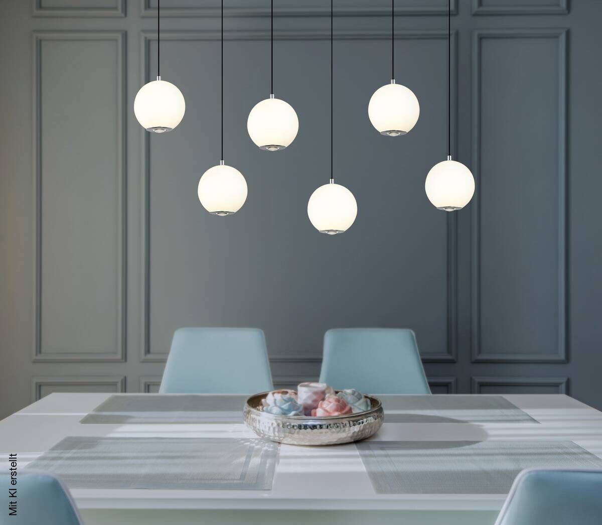 GLOBO Pendelleuchte grau Opal Glas Metall B/H/T/L: ca. 30x150x97,5x97,5 cm 1 Brennstellen
