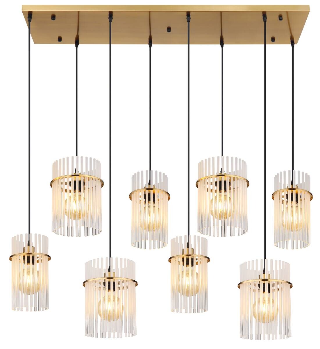 GLOBO Hängeleuchte klar Opal gold Metall Glas B/H/L: ca. 38x125x110 cm E27 8 Brennstellen