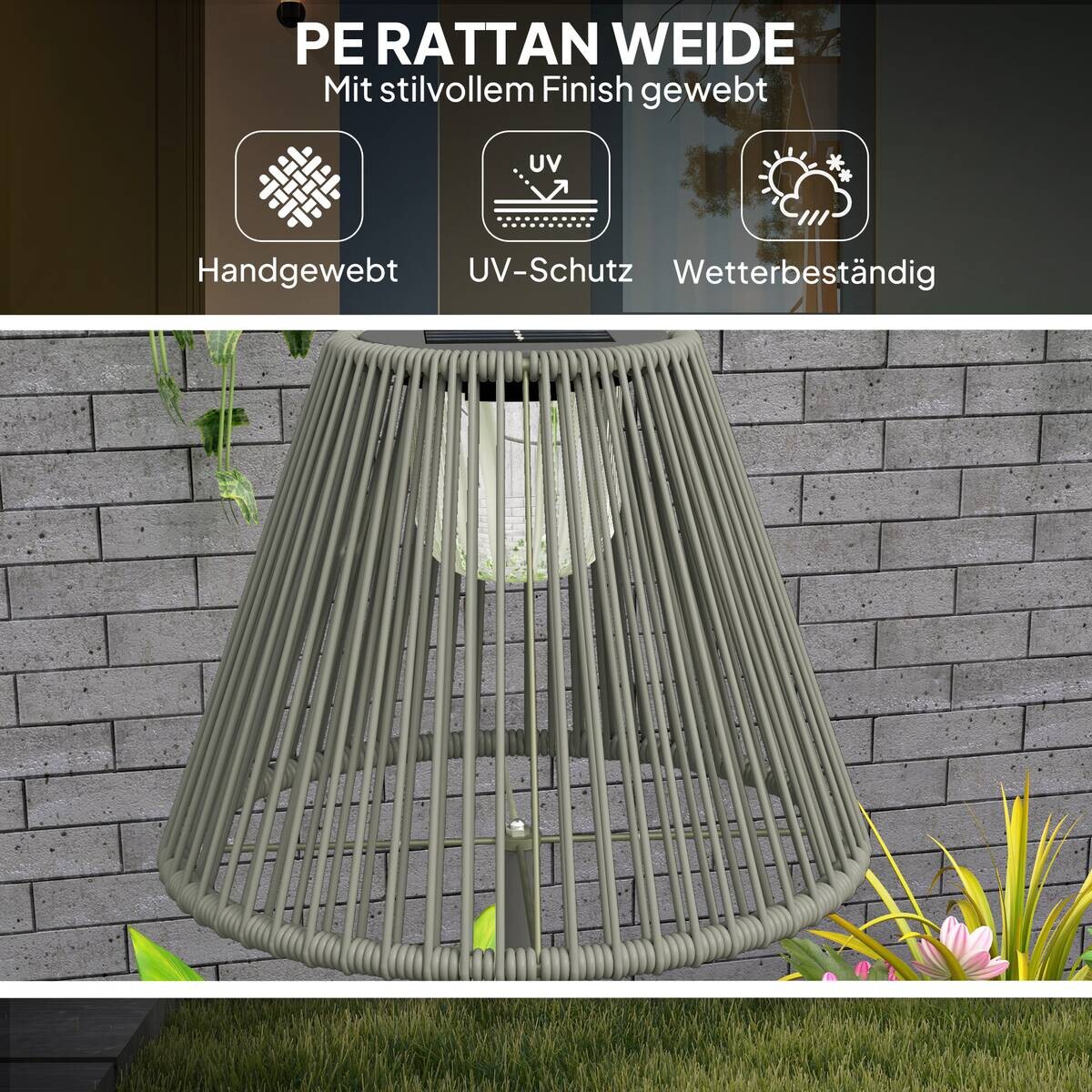 Solarleuchte grau Polyethylen Stahl B/H/L: ca. 33x135x33 cm