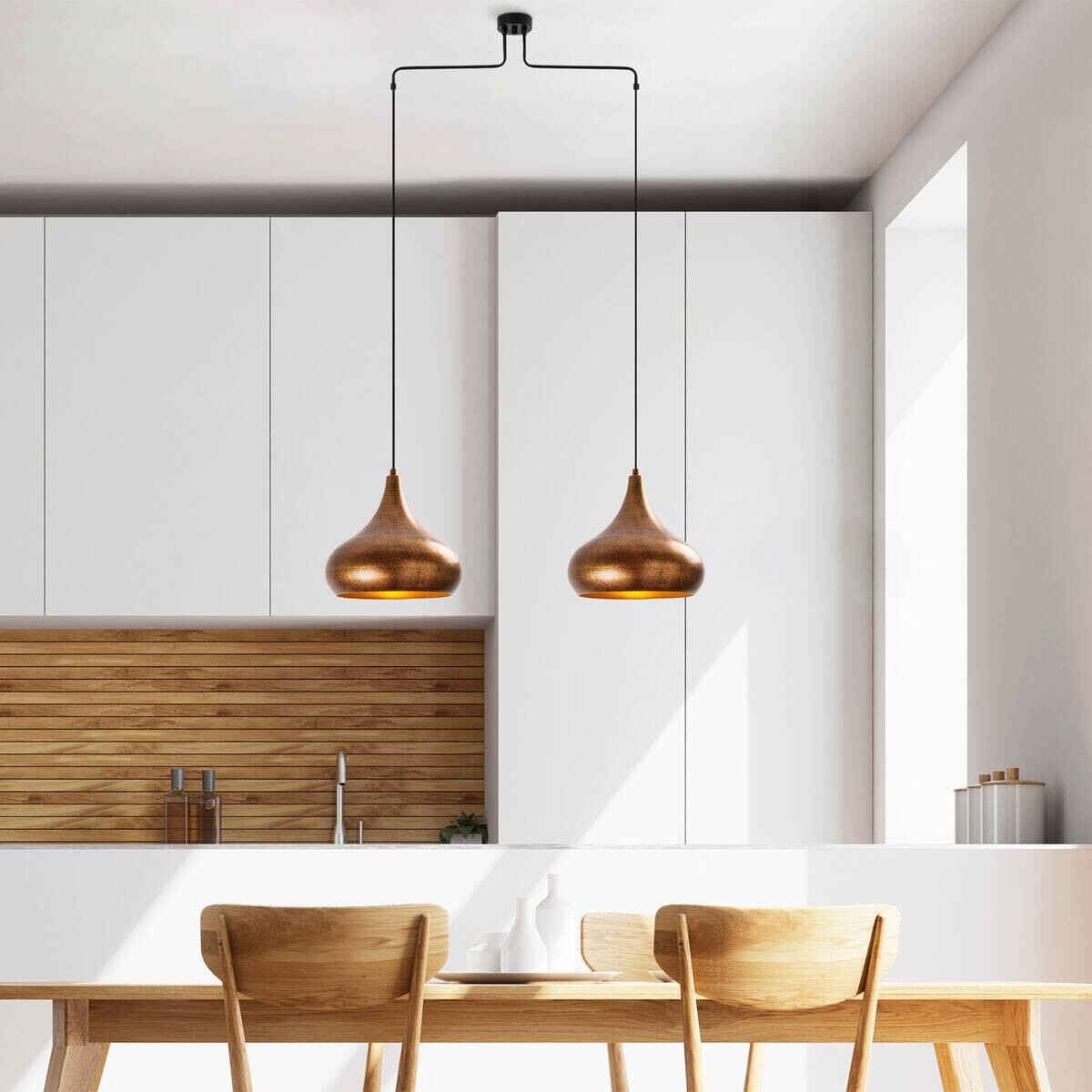 Opviq Pendelleuchte Muba-11551 Metall B/H/T/L: ca. 95x141x26x95 cm E27 2 Brennstellen