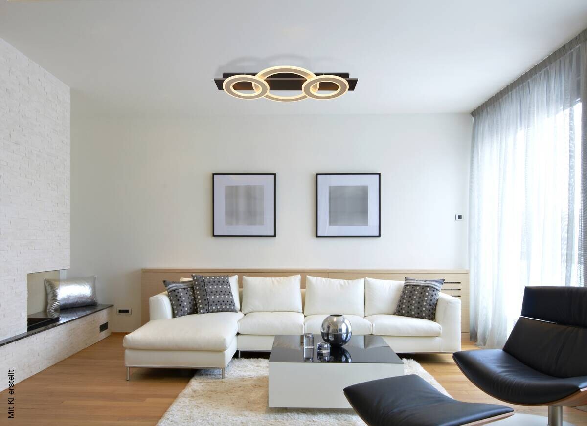 GLOBO LED-Deckenleuchte JAYDEN 48034A-50 dunkelbraun champagner mattschwarz MDF Kunststoff Metall B/H/L: ca. 73x7x35 cm 1 Brennstellen