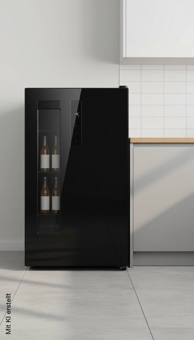 POCOline Glastürkühlschrank GTK85-81ESD EEK: E Spektrum: A bis G Kühlen: 81 39dB schwarz B/H/T: ca. 47x84,5x45 cm