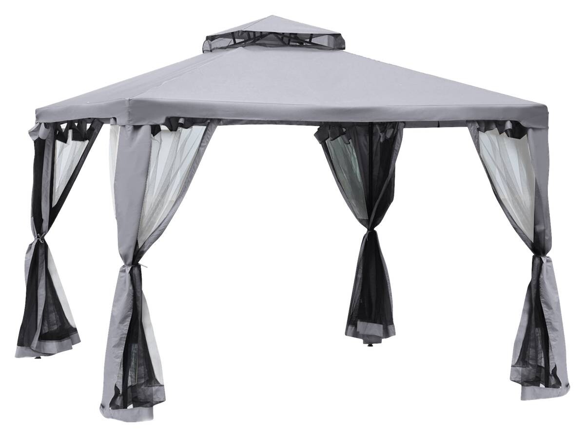 Outsunny Pavillon hellgrau Metall B/H/L: ca. 294x265x294 cm