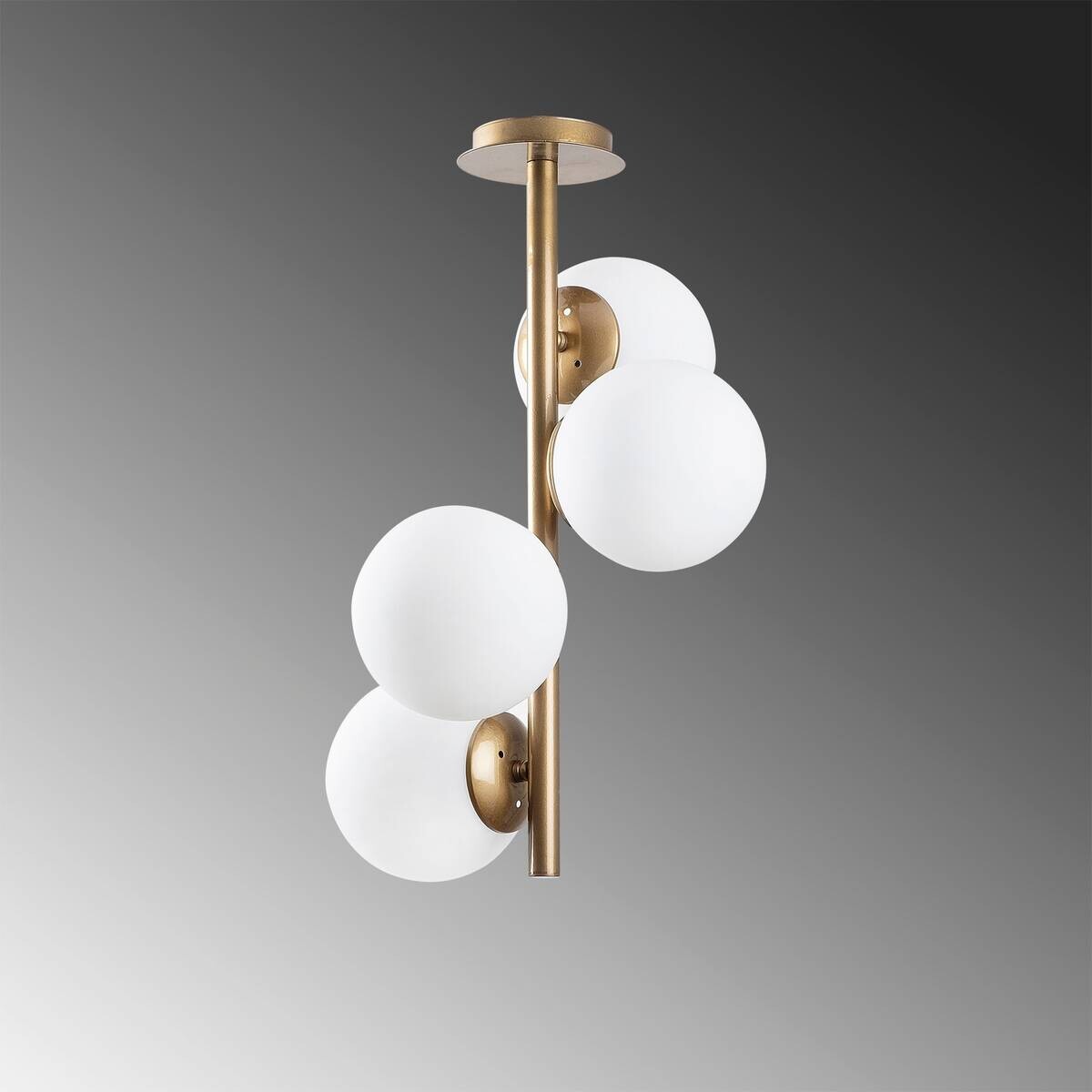 Pendelleuchte gold Metall Glas B/H/L/D: ca. 32x53x32x32 cm E27 4 Brennstellen