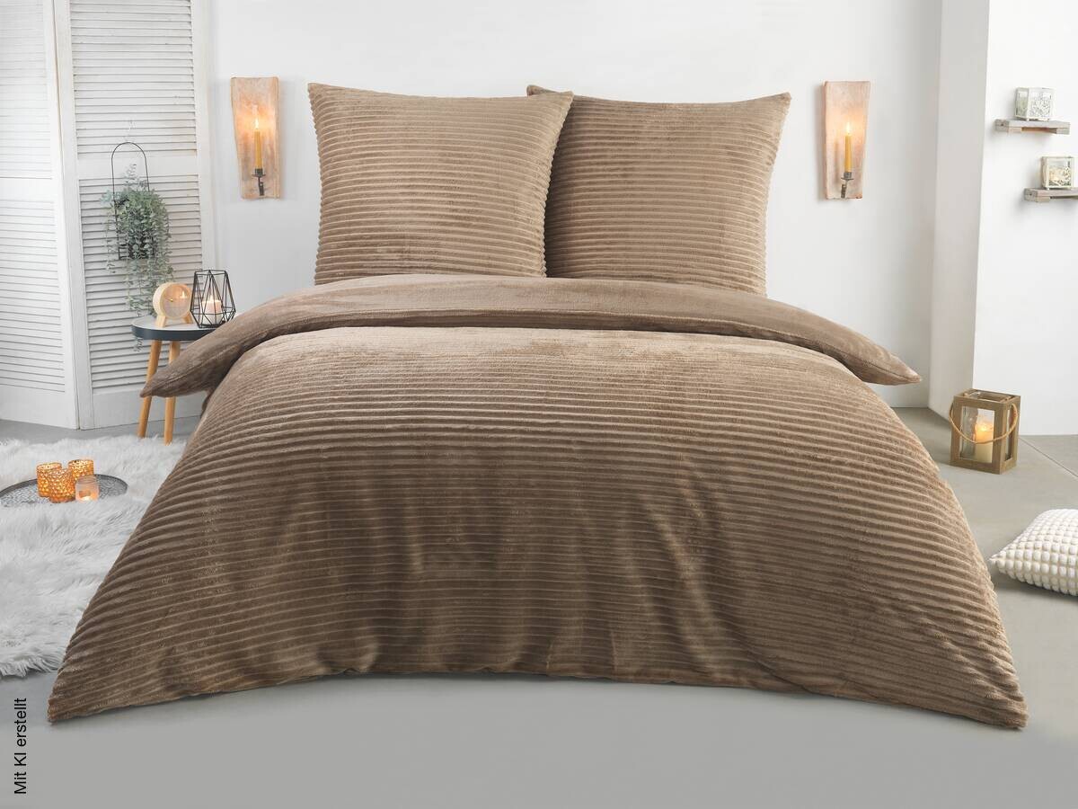 Microfaser Bettwäsche Cashmere touch taupe 100% Polyester B/L: ca. 200x200 cm