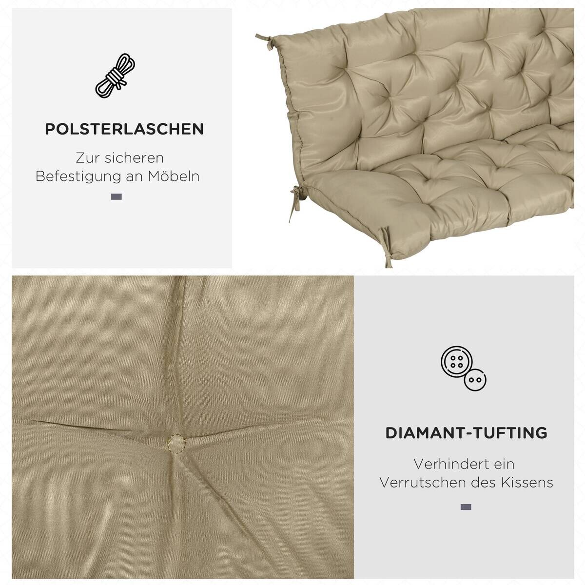 Outsunny Bankauflage khaki Schaumstoff B/H/L: ca. 98x8x150 cm