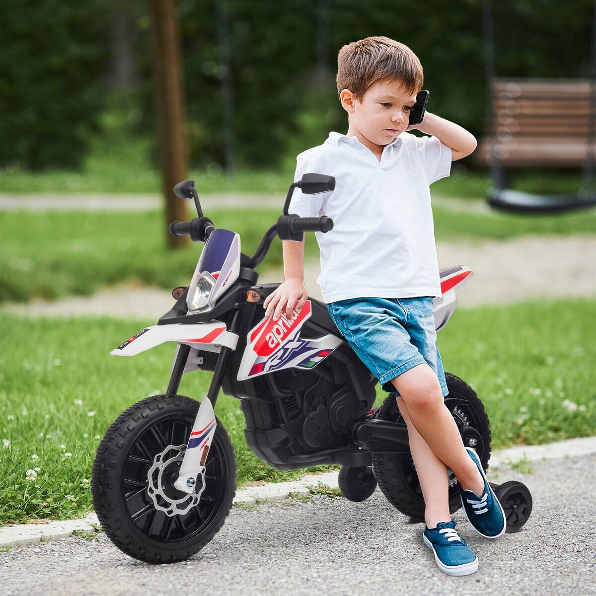 AIYAPLAY Kindermotorrad weiß B/H/L: ca. 56x80x106,5 cm
