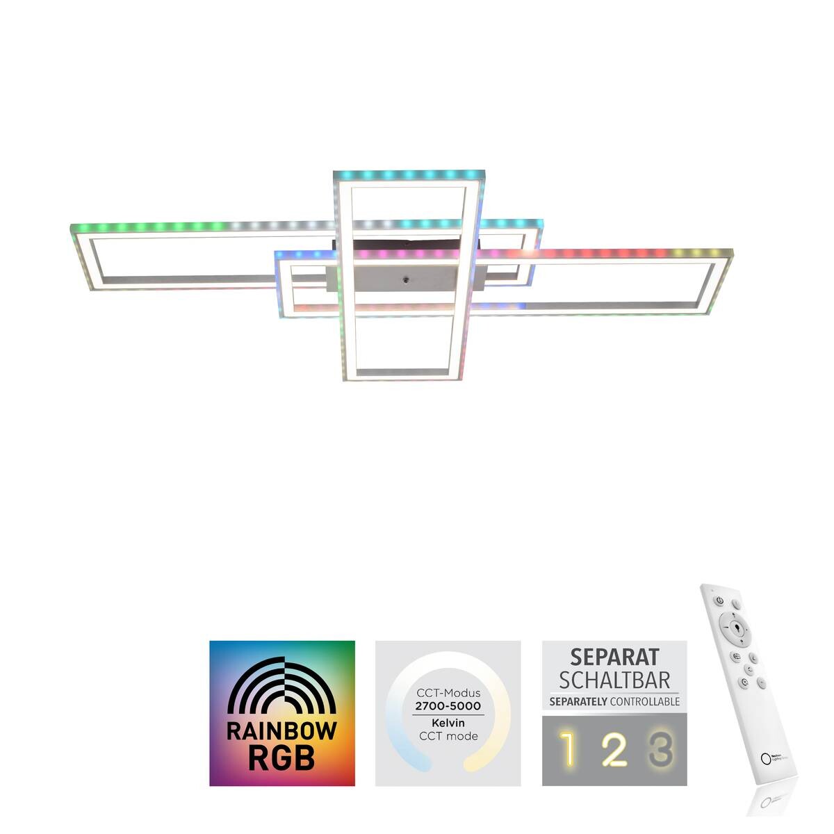Just Light LED-Deckenleuchte FELIX60 14637-55 stahlfarbig weiß Kunststoff Stahl B/H/T: ca. 101x6,9x71 cm 2 Brennstellen