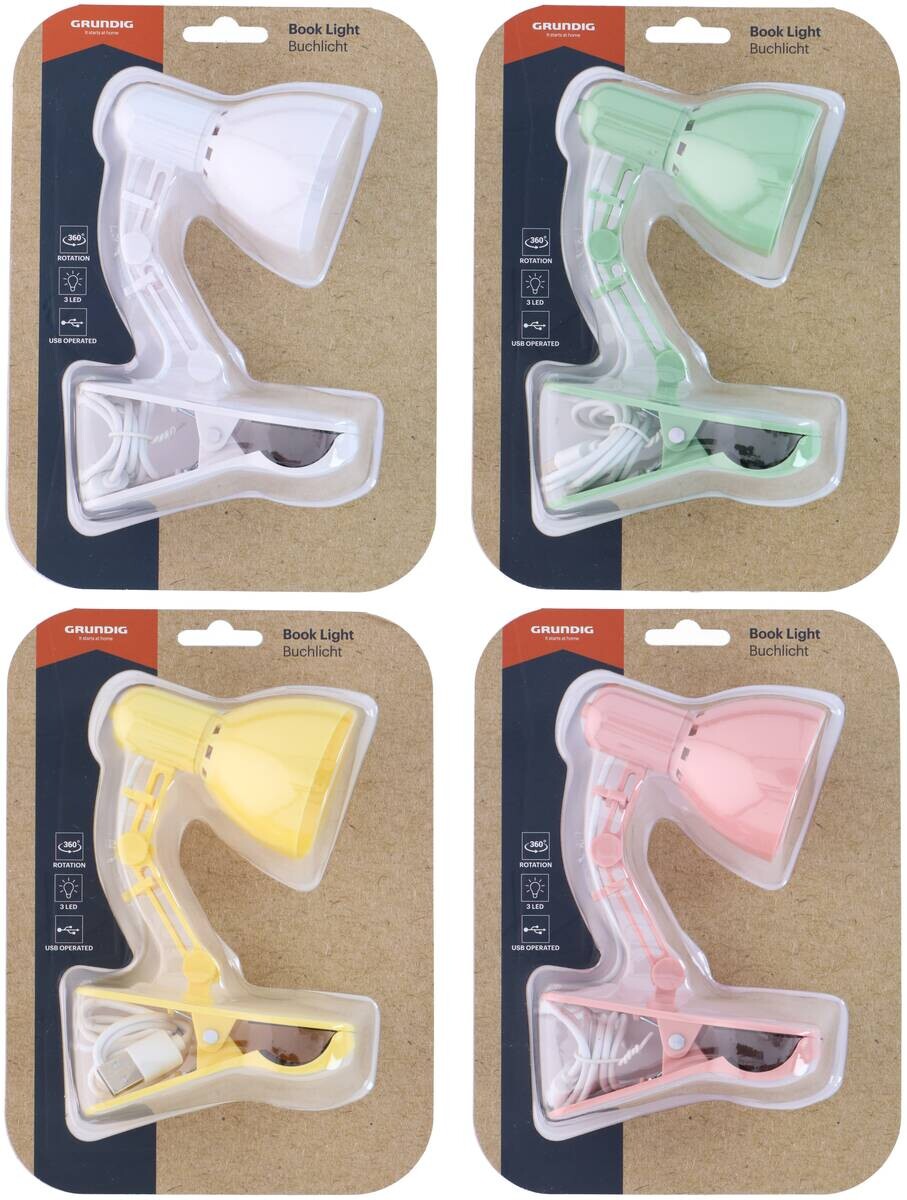 Grundig Clip-Buchlicht weiß grün gelb rosa B/H/T: ca. 6x19x10,8 cm
