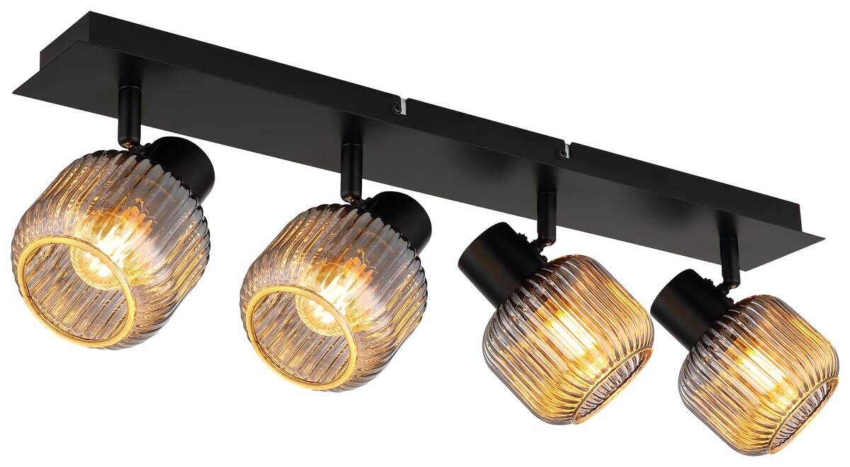 GLOBO Spot TOM 80500408 Rauch schwarz Glas Metall B/H/L: ca. 69,5x13,7x9,8 cm E14 4 Brennstellen