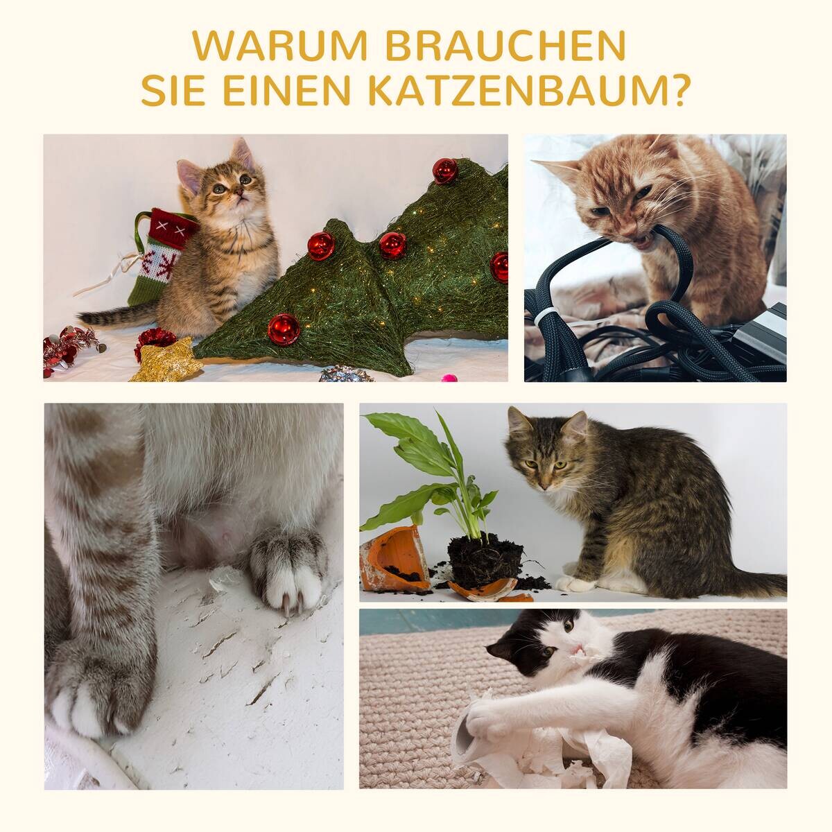 PawHut Kratzbaum beige Edelstahl B/H/L: ca. 37x35,5x46 cm