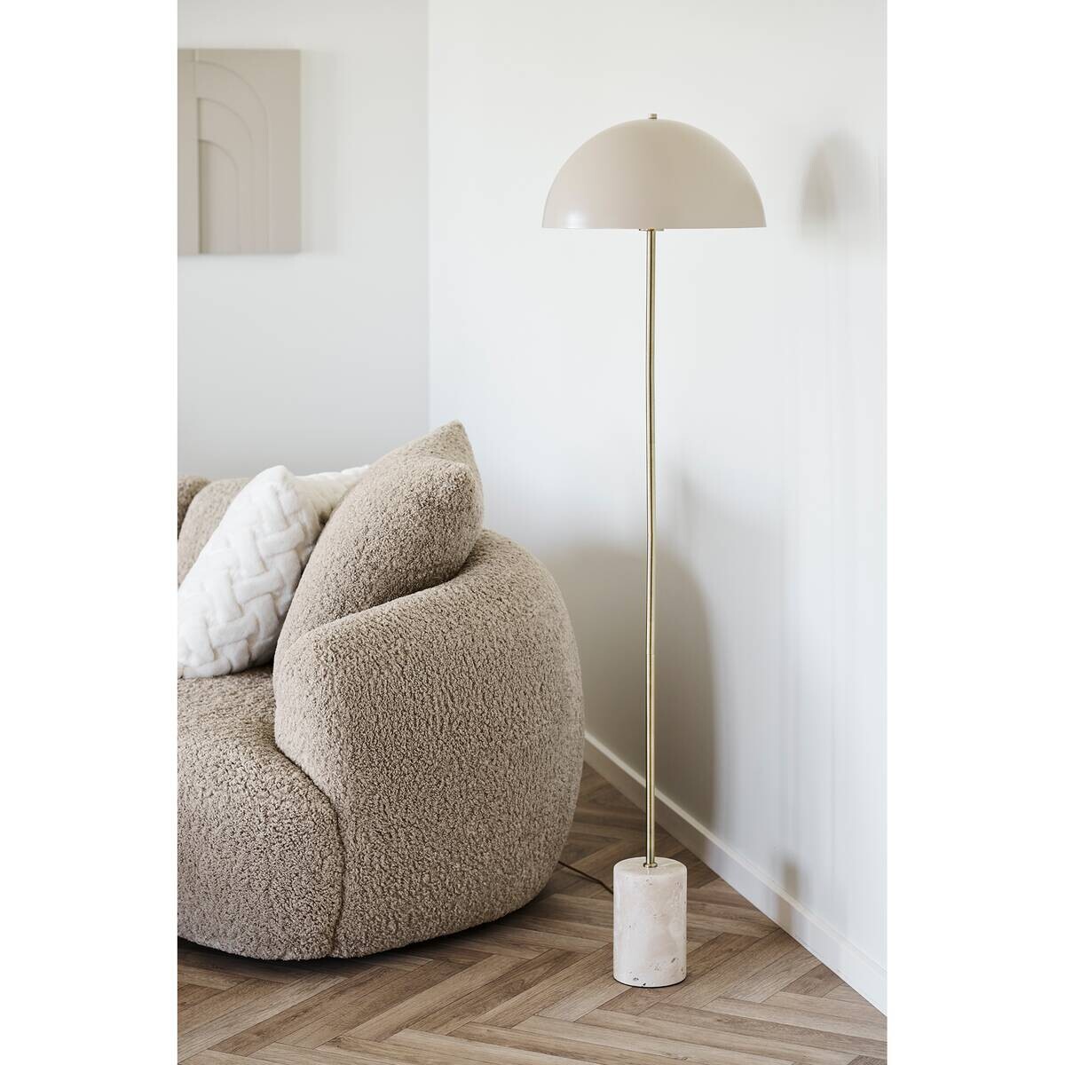 Housenordic Stehlampe Sheffield beige Metall Marmor B/H/L: ca. 40x155x40 cm E14 1 Brennstellen