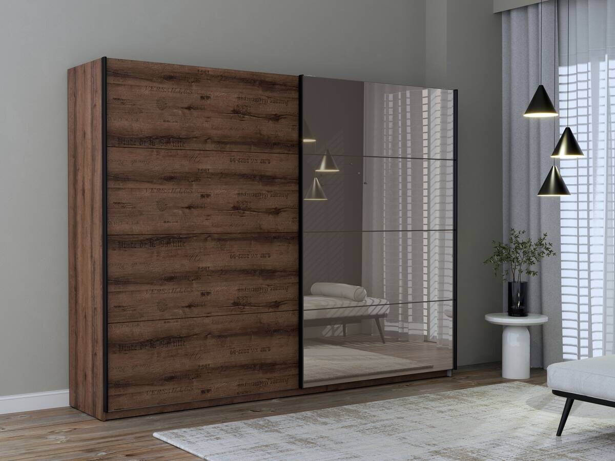 Schwebetürenschrank schlamm Eiche Nachbildung B/H/T: ca. 269,9x209,7x61,2 cm