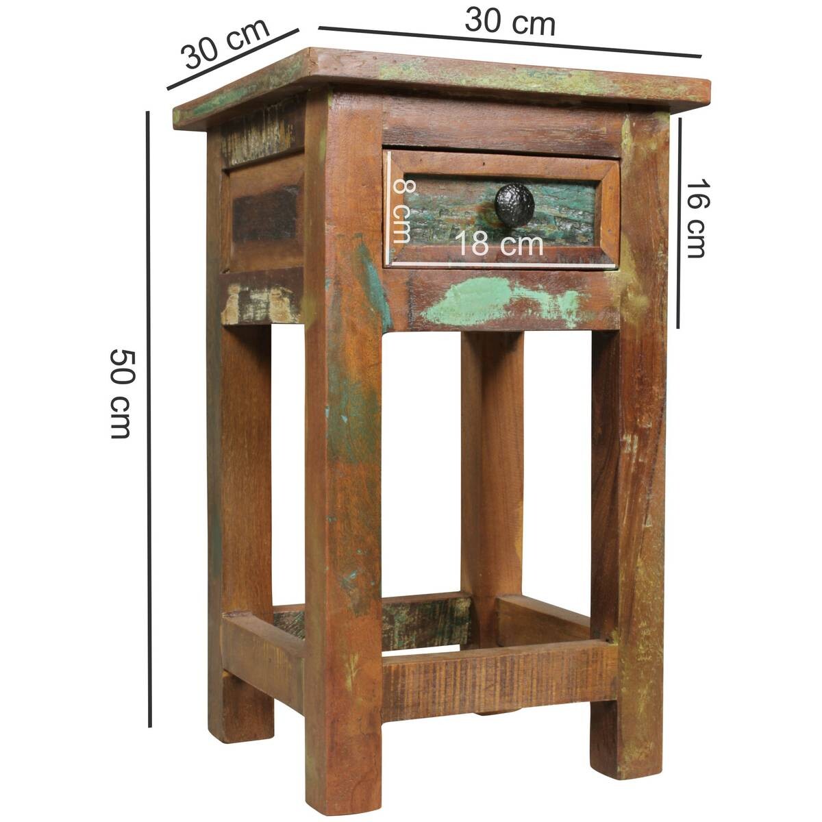 Beistelltisch braun Holz B/H/T: ca. 30x50x30 cm
