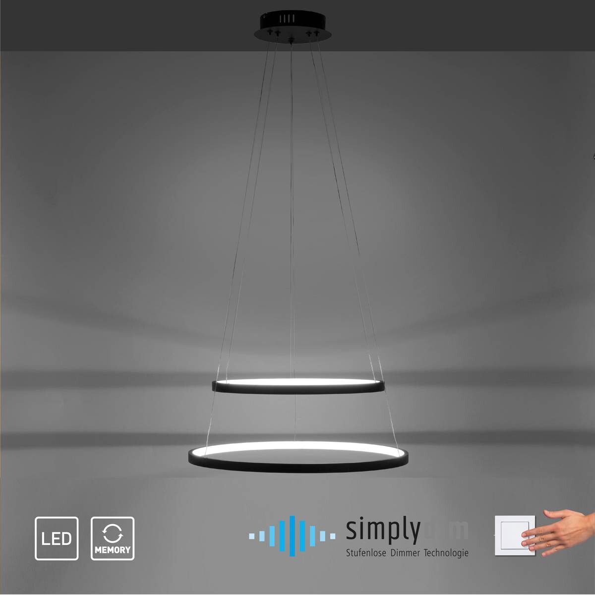 Just Light LED-Pendelleuchte CIRCLE 11525-13 weiß anthrazit Metall Kunststoff H/D: ca. 120x50 cm 2 Brennstellen