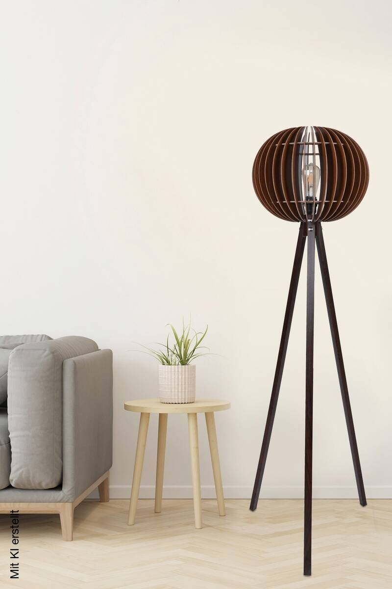 Opviq Stehlampe nussbaum MDF B/H/T/L/D: ca. 36x145x36x36x36 cm E27 1 Brennstellen
