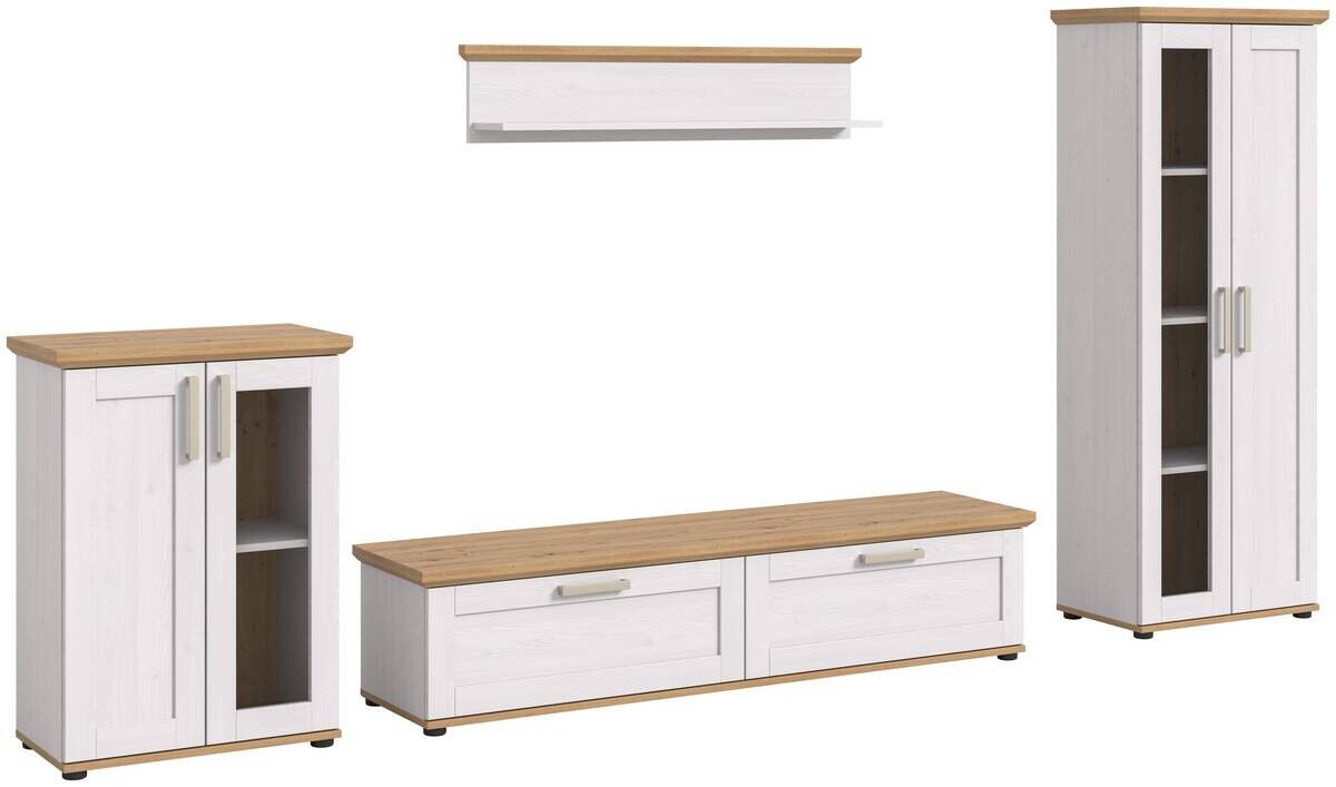 Wohnwand VERONA Lärche Nachbildung Eiche Nachbildung B/H/T: ca. 316x161x40 cm