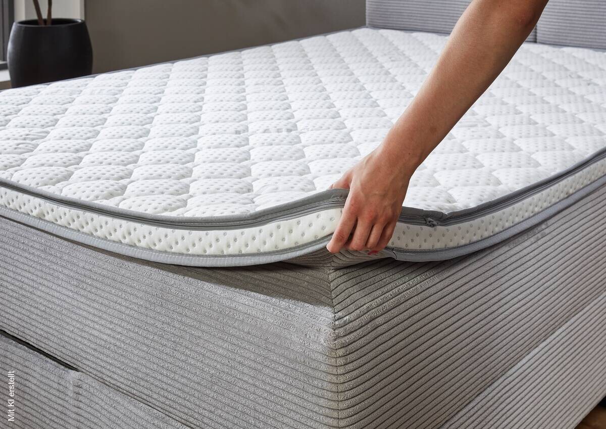 Boxspringbett Venedig inkl. integriertem Topper silber Liegefläche B/L: ca. 140x200 cm