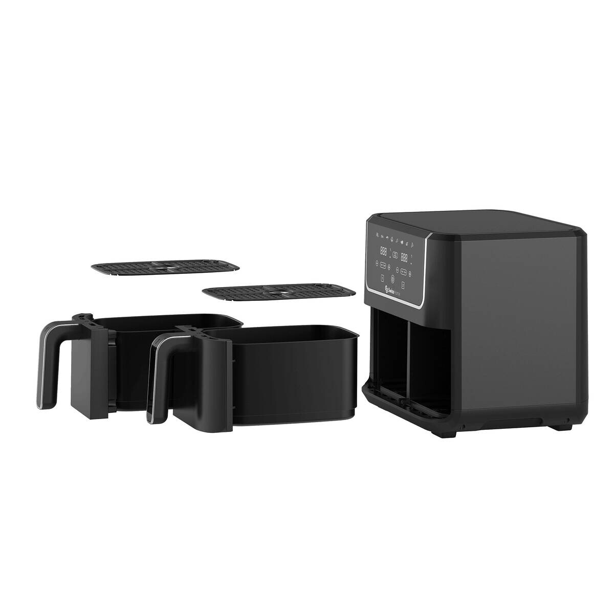 SWISS HOME Doppel-Heißluftfritteuse SH-6931 schwarz Kunststoff B/H/L: ca. 24x28x32 cm ca. 3 l