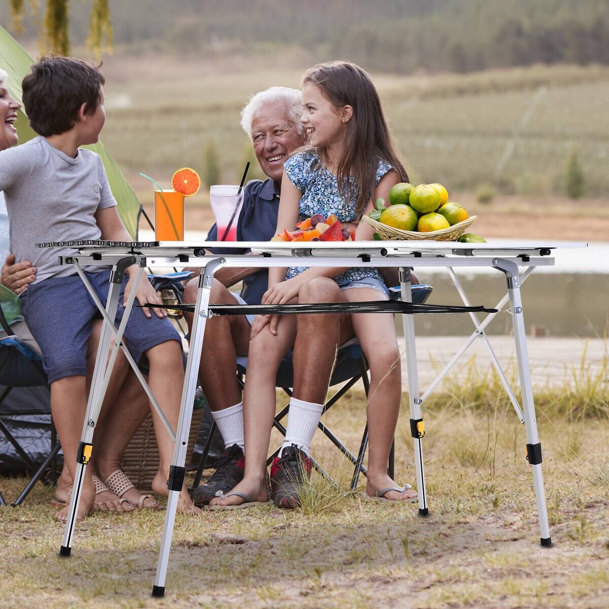Outsunny Picknicktisch silber Aluminium B/H/L: ca. 70x73x120 cm