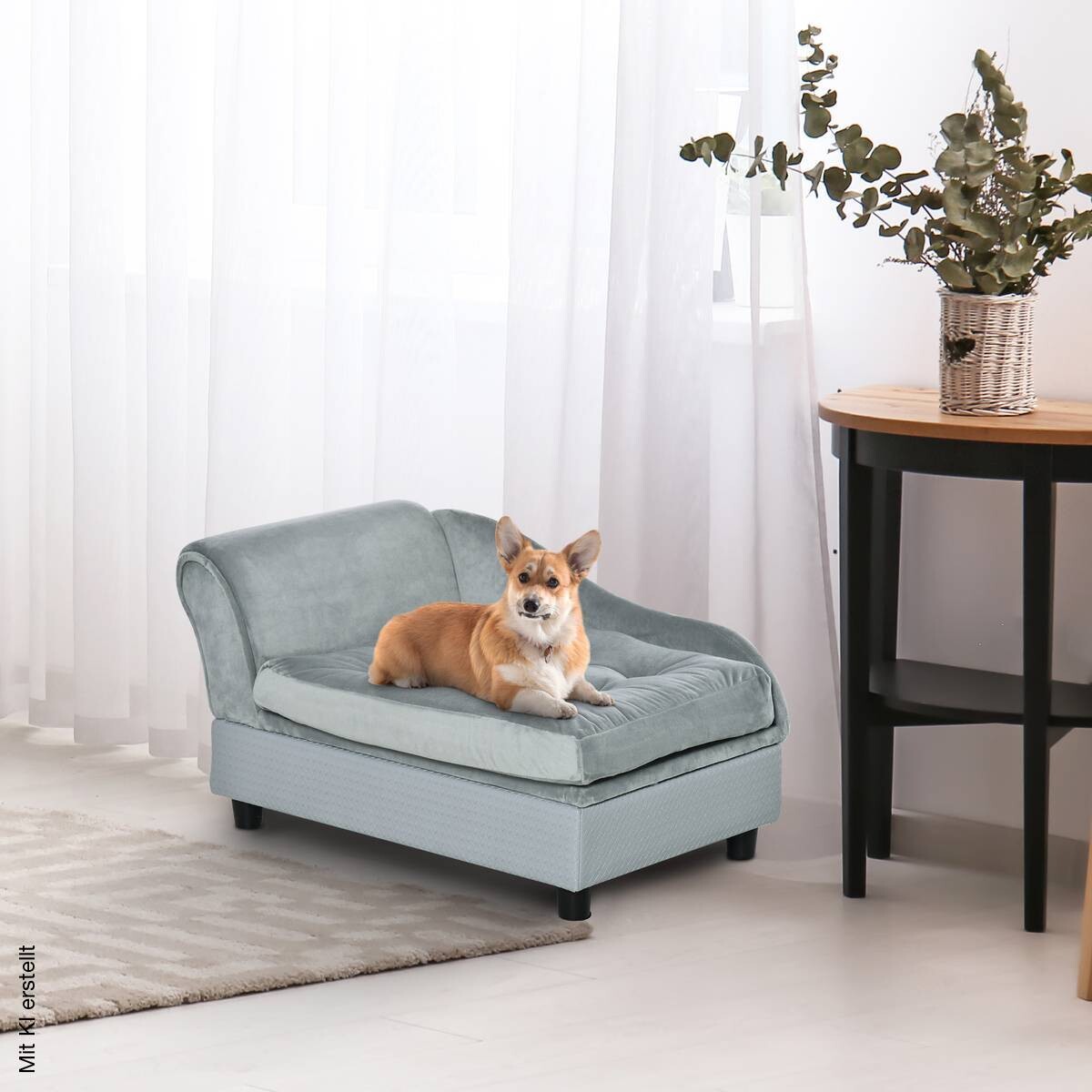 PawHut Hundesofa hellblau Holz B/H/T: ca. 76x42x45 cm