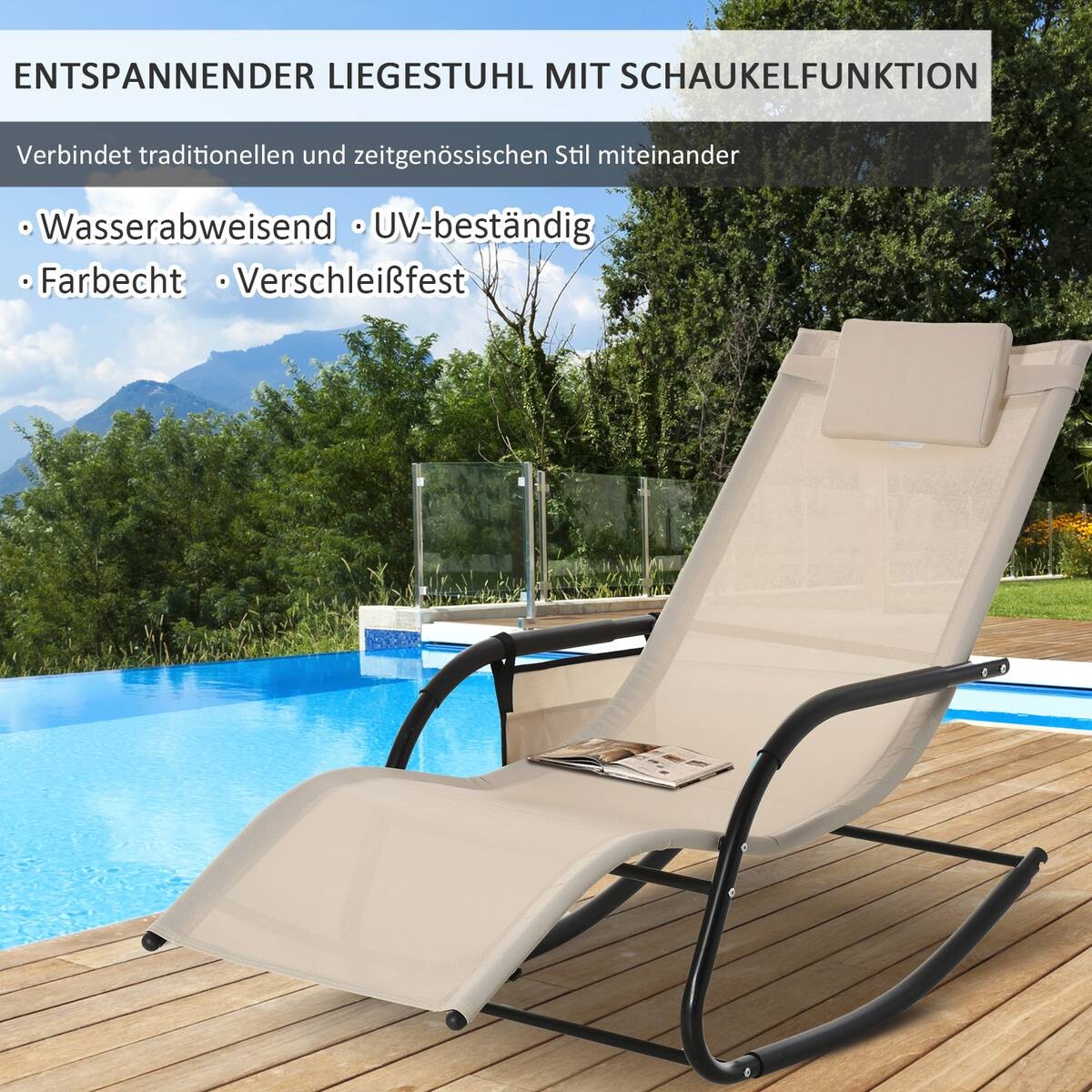 Outsunny Schaukelstuhl braun Metall B/H/L: ca. 62x88x150 cm