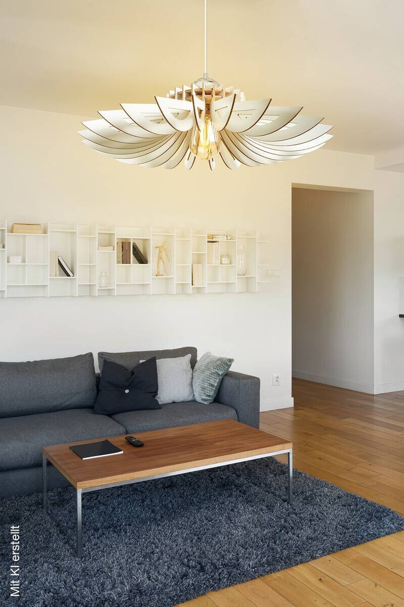 Opviq Pendelleuchte weiß MDF B/H/T/L/D: ca. 52x45x52x52x52 cm E27 1 Brennstellen