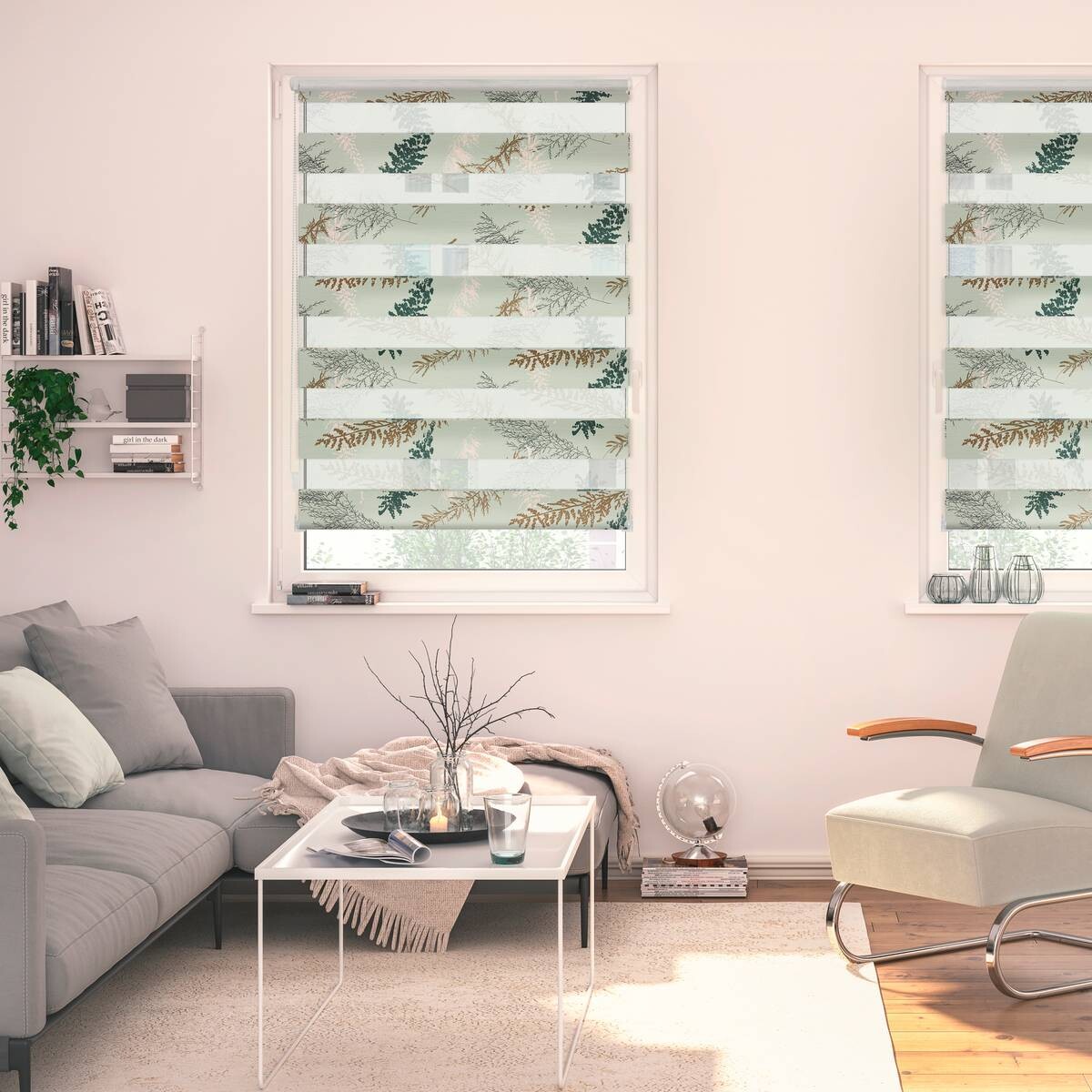 LICHTBLICK Doppelrollo Duo Fir Branches blau B/T: ca. 100x150 cm