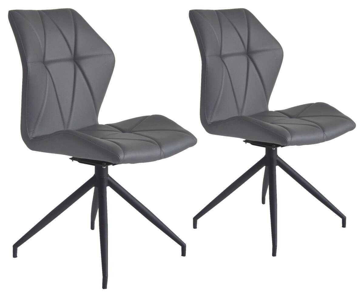 Stuhl IMKE 2er-Set grau schwarz Kunstleder Metall B/H/T: ca. 52x90,5x62 cm