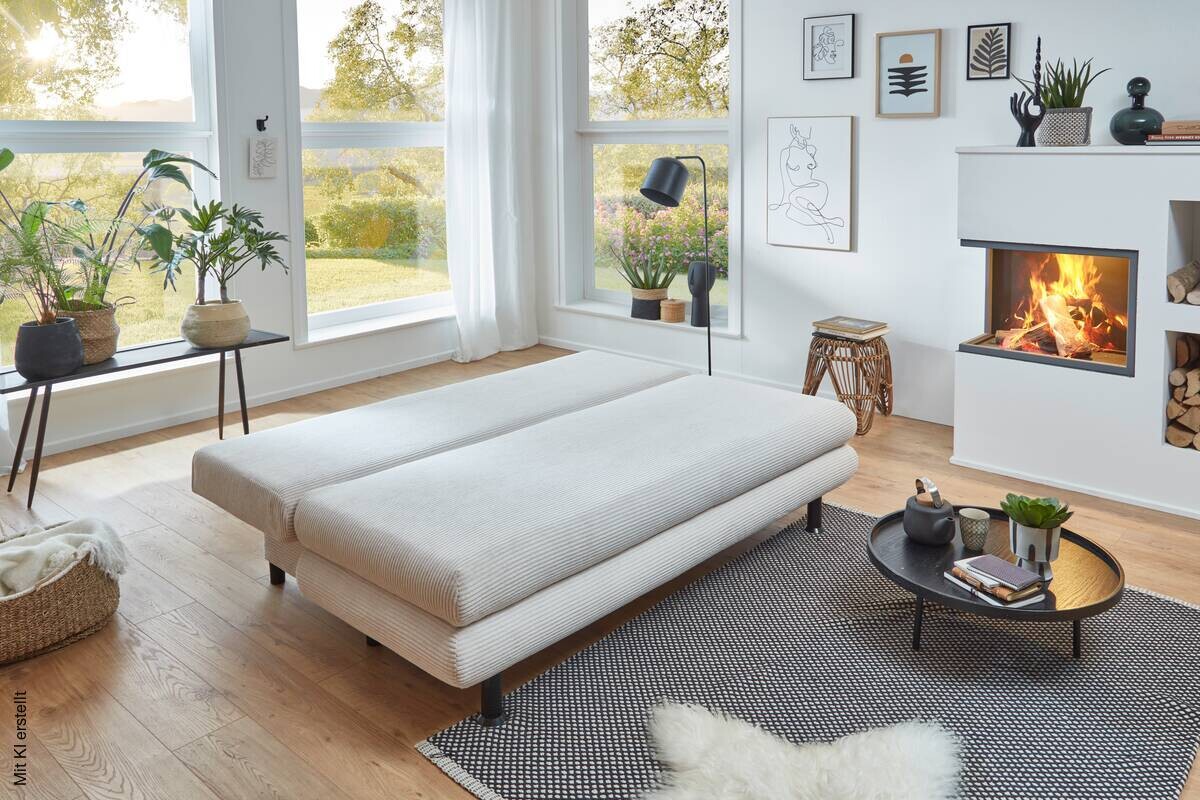 Schlafsofa Bern natur Microfaser B/H/T: ca. 190x93x92 cm