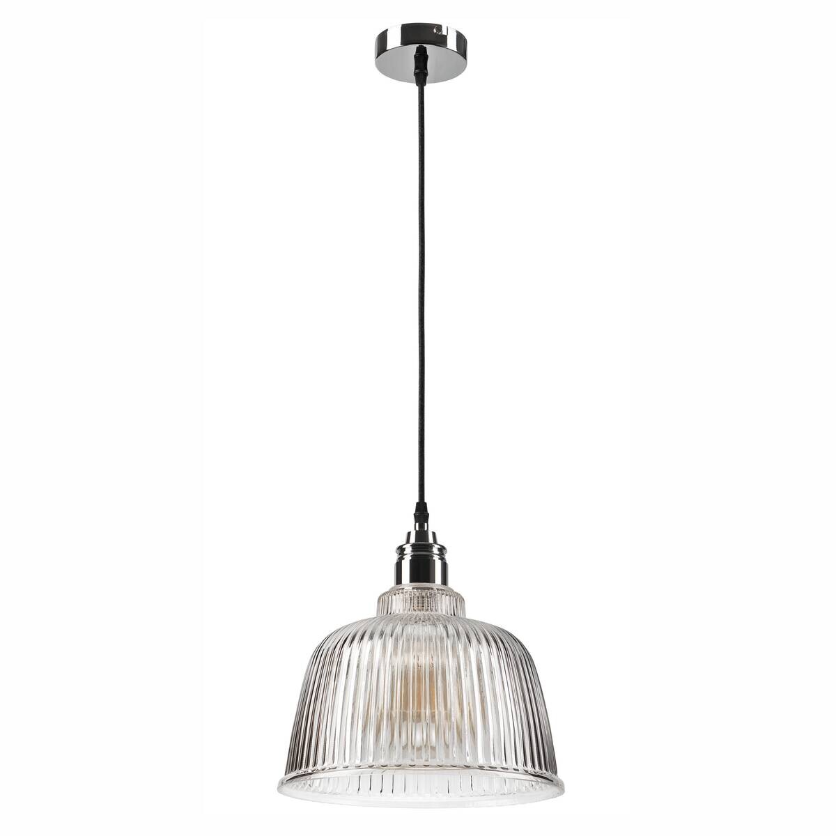 Lamkur Pendelleuchte ASTA 41919 Chrom Glas Stahl H/L: ca. 81x28 cm E27 1 Brennstellen