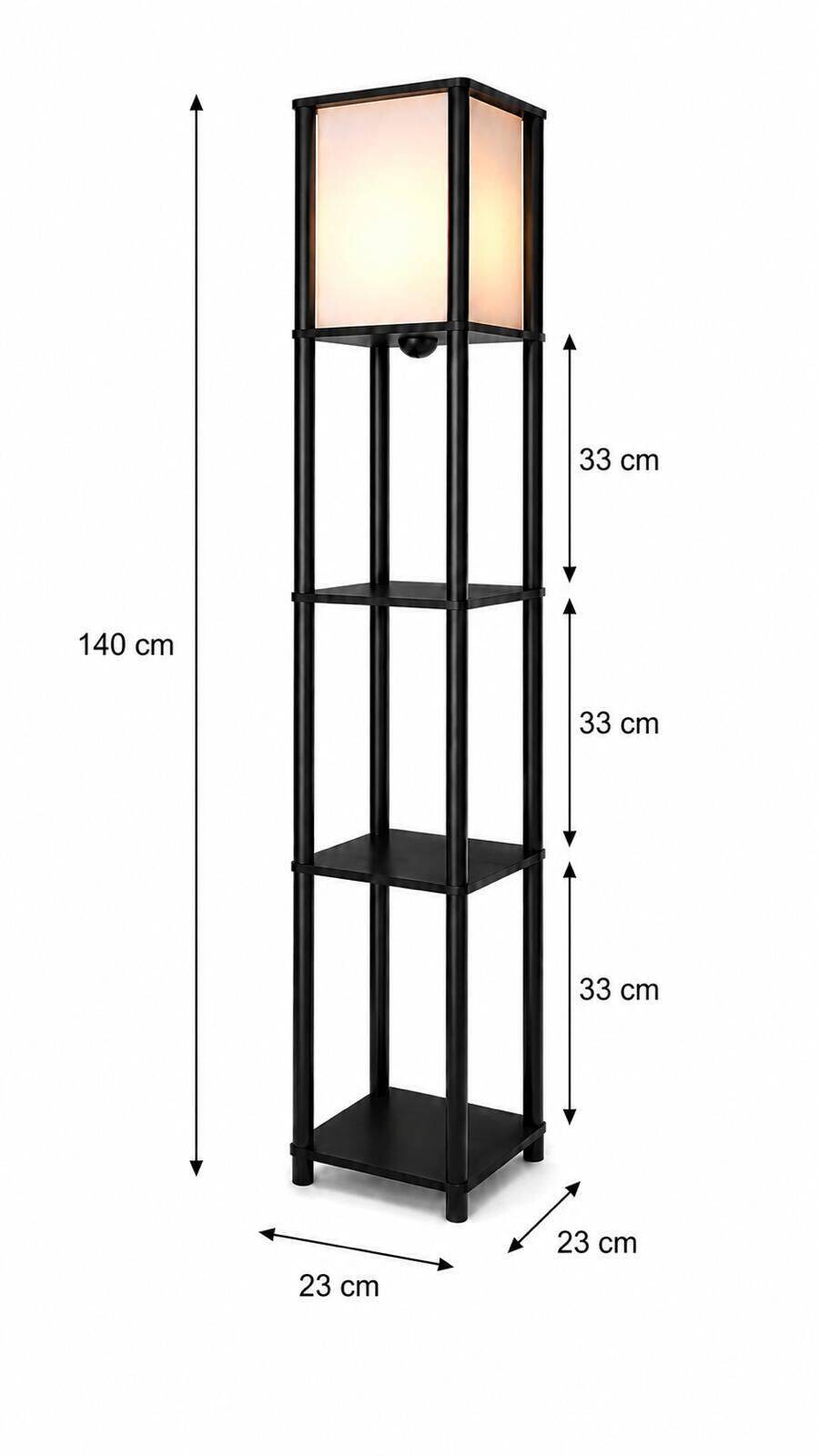 Stehleuchte schwarz PVC MDF B/H/L/D: ca. 17x150x17x17 cm E27 1 Brennstellen