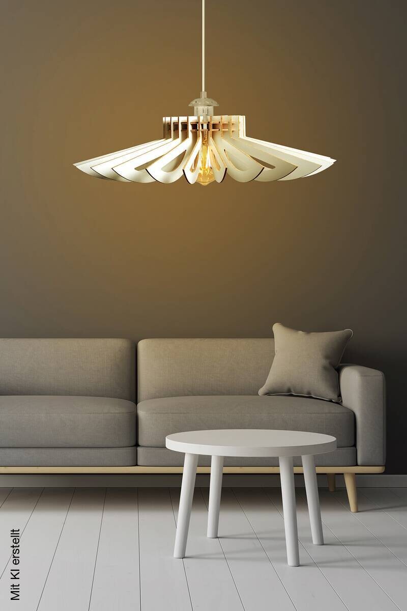 Opviq Pendelleuchte weiß MDF B/H/L: ca. 68x50x68 cm E27 1 Brennstellen
