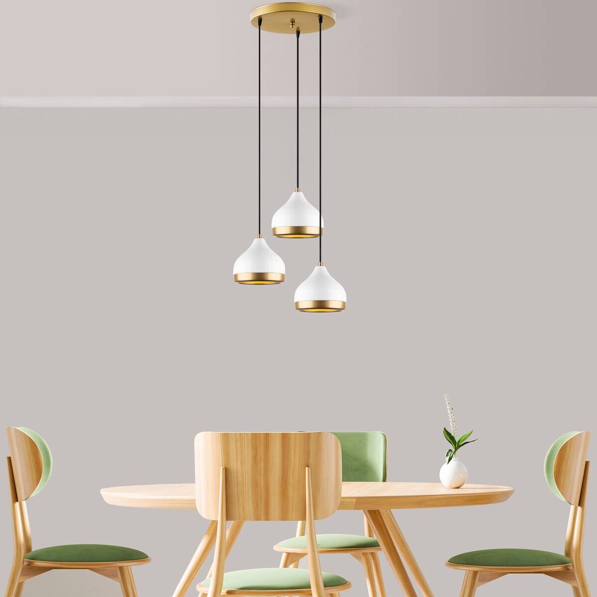 Opviq Pendelleuchte Yldo weiß B/H/T/L: ca. 37x111x17x37 cm E27 3 Brennstellen