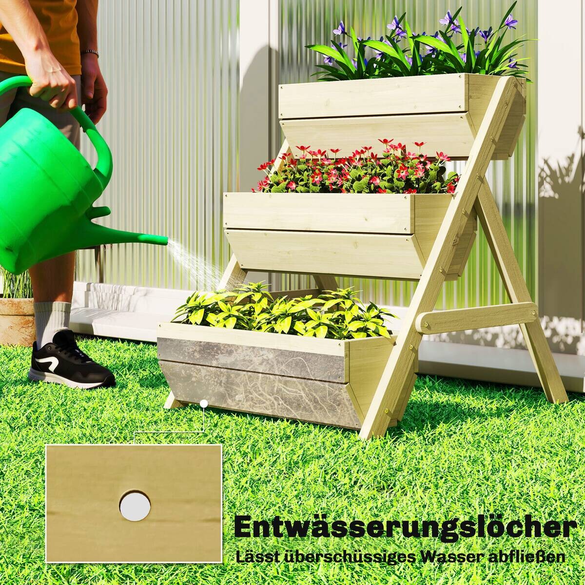 Outsunny Hochbeet grün B/H/T/L: ca. 65x76x65x75 cm