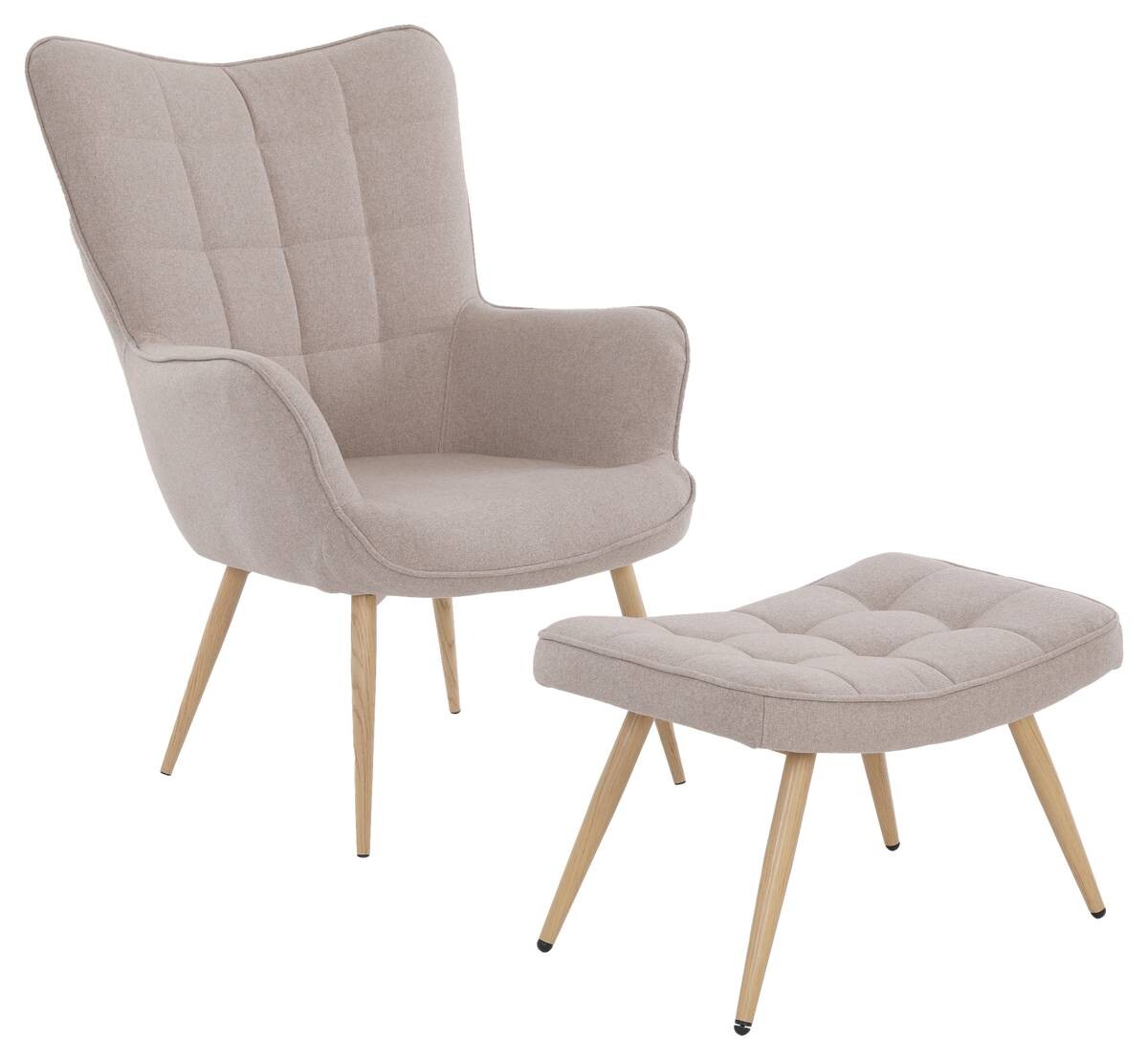 byLIVING Sessel UTA sand natur Stoff Metall B/H/T: ca. 72x97x80 cm