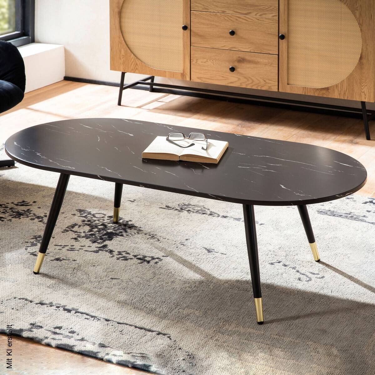 Couchtisch schwarz Marmor Optik B/H/T: ca. 120x42x60 cm