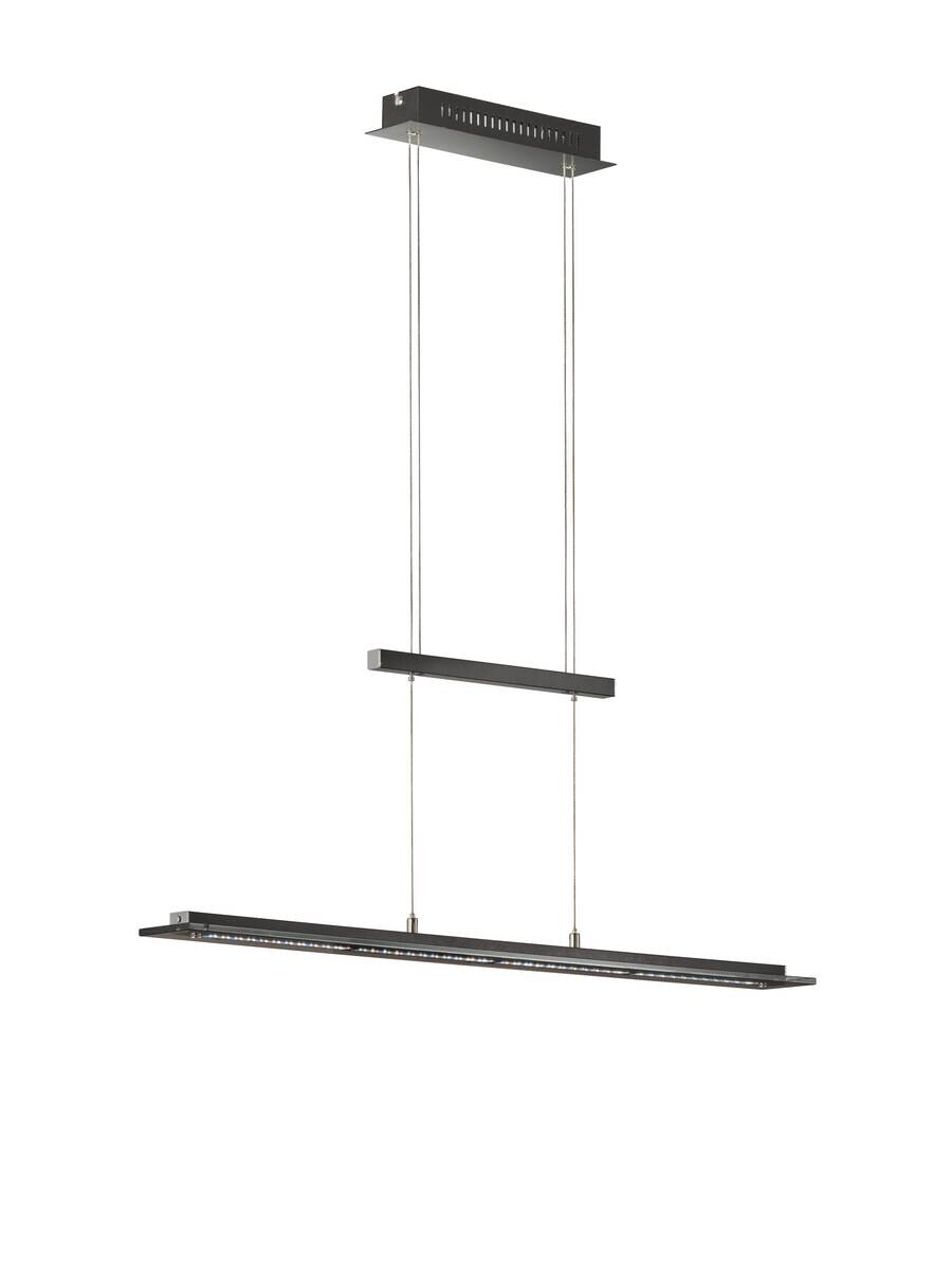 Fischer & Honsel LED-Pendelleuchte 60442 Rauch Chrom schwarz Glas Metall B/H/T: ca. 88x150x9 cm 1.0 Brennstellen