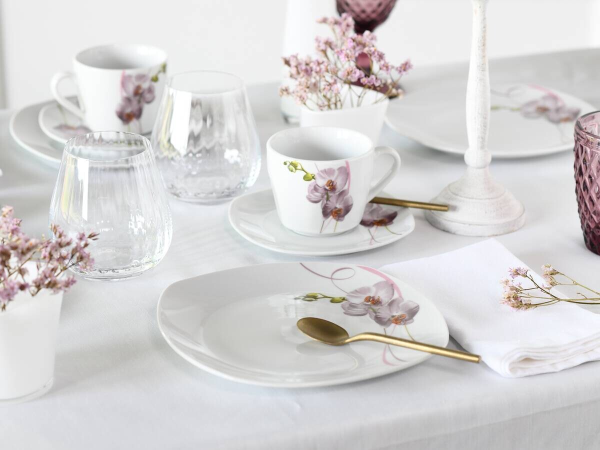 CreaTable Kombiservice Square Orchidee weiß Porzellan 30 tlg.