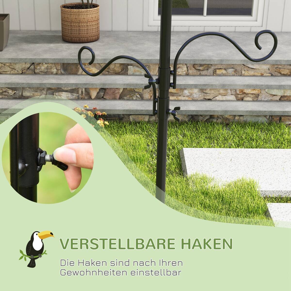 PawHut Vogelfutterstation schwarz Stahl B/H/L: ca. 54,5x208x54,5 cm